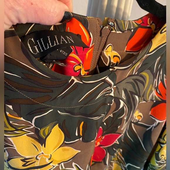 Vintage GILLIAN 100% SILK Floral Abstract Faux Wrap Dress | Size 6 - Picture 4 of 8